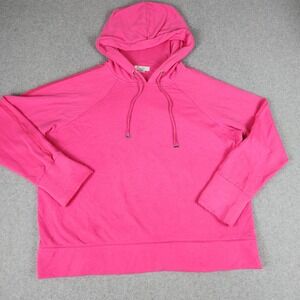 Danskin‎ Hoodie Womens XXL Pink Long Sleeve Activewear Fleece Lined Pullover
